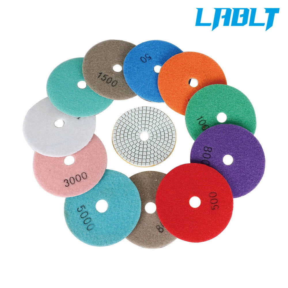14 Pack 4" Diamond Polishing Pads Kit with 2 Backer Pads for