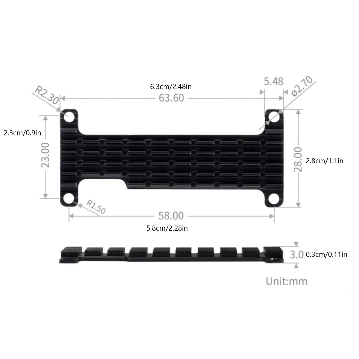 Aluminum Heatsink Kit for Raspberry Pi Zero/Zero 2 W (DIY)