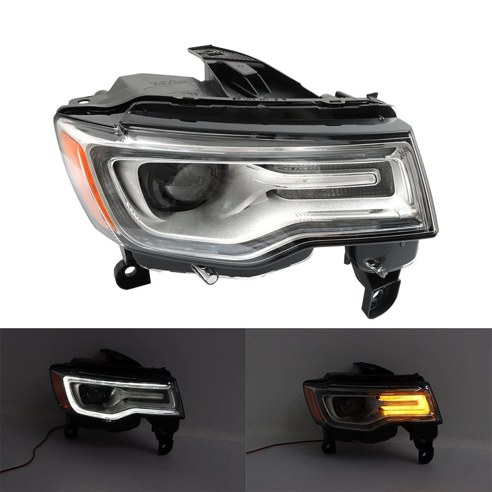 Pair Chrome Xenon Headlights for Jeep Grand Cherokee (2019–2021) LED DRL
