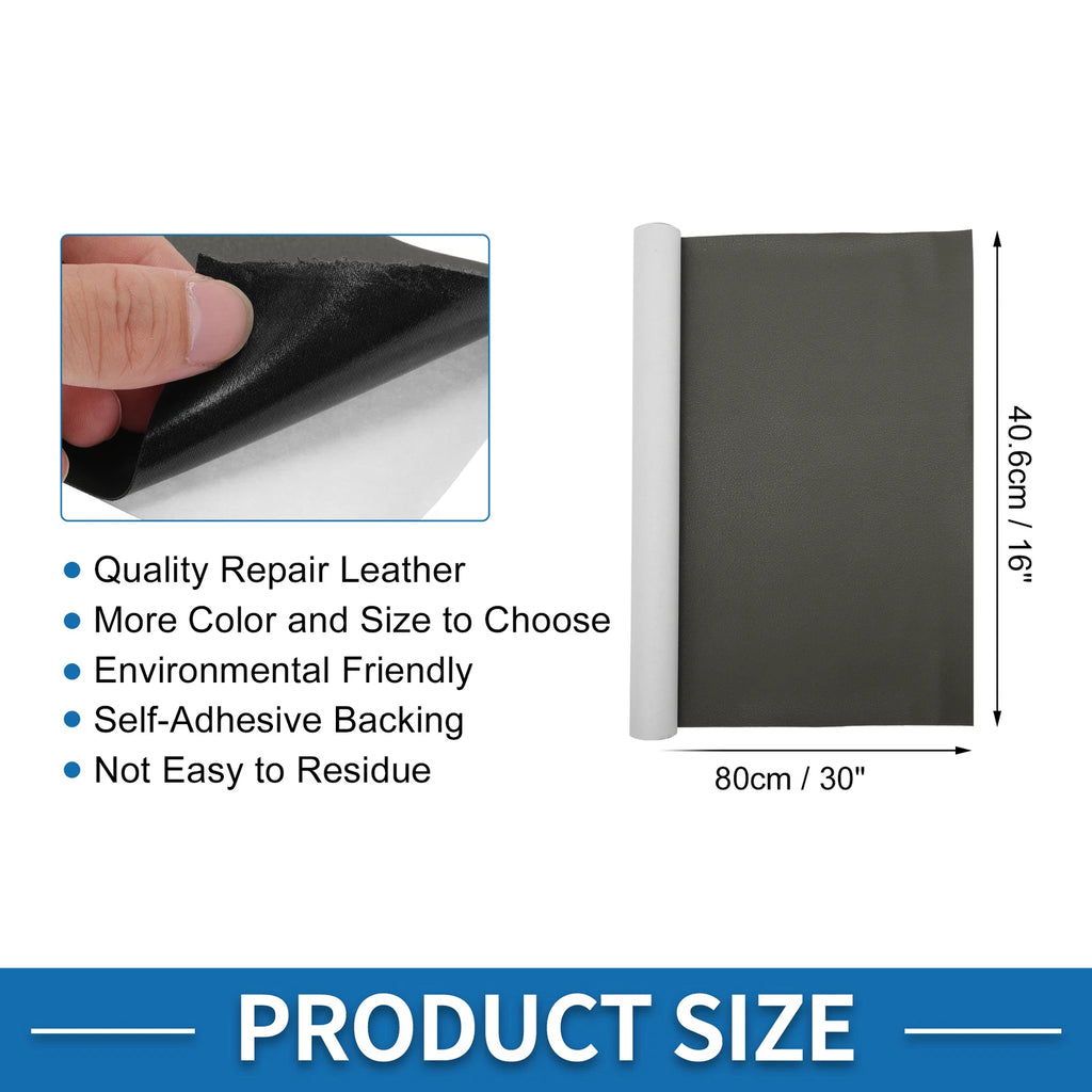30"x16" Self Adhesive Leather Repair Patch for Car Seat Sofa (Deep Gray)