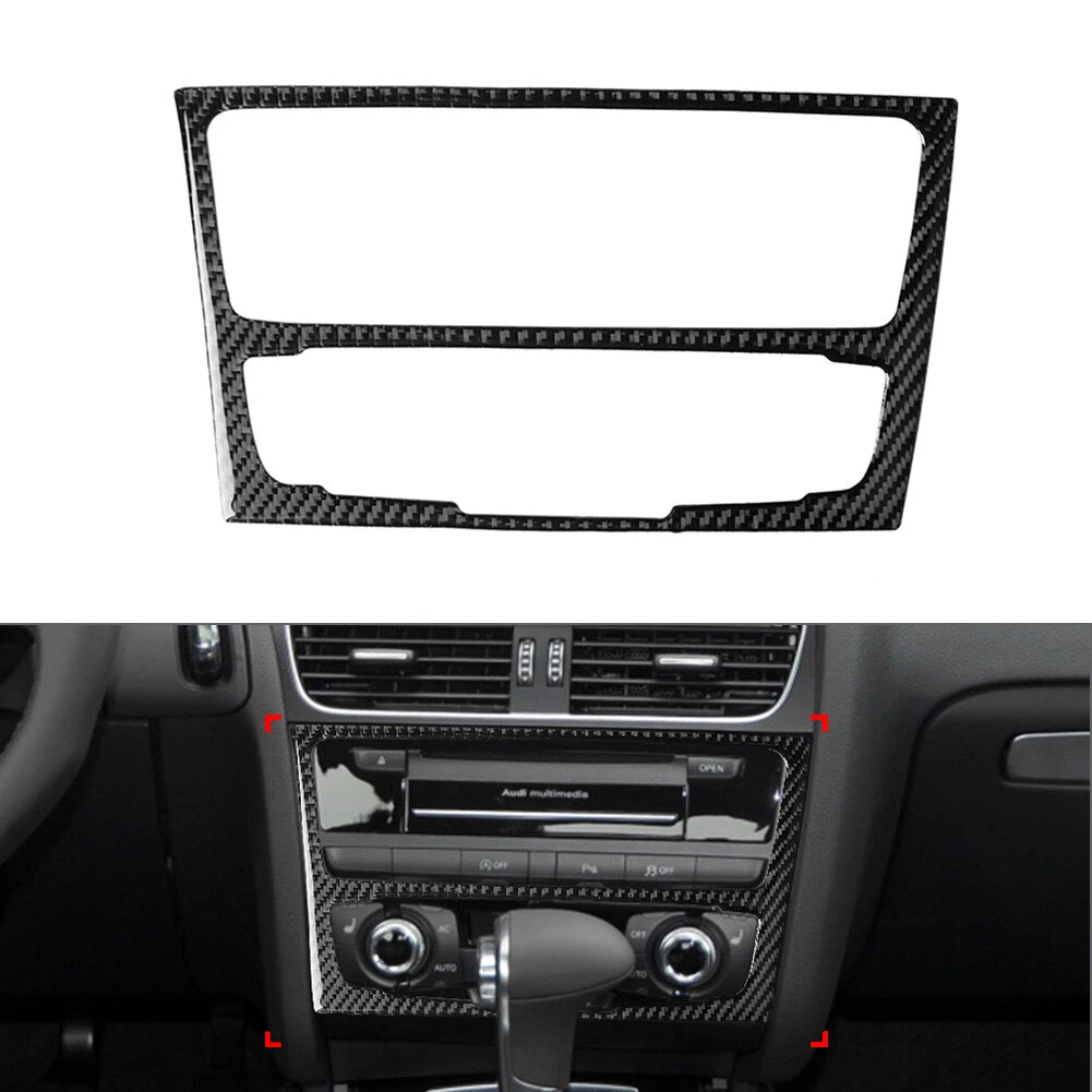 Carbon Black Console CD Panel Trim for Audi A4 A5 Q5 B8 B7 (2009–2016)
