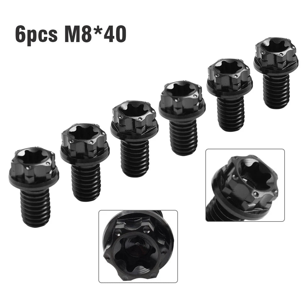 6pcs M8x40mm Titanium Torx Head Flange Bolts for Motorcycle Bike