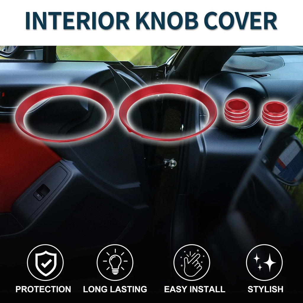 AC Vent Adjust Switch Knob Cover Ring for Subaru BRZ (2022–2024) Red 4 Pcs