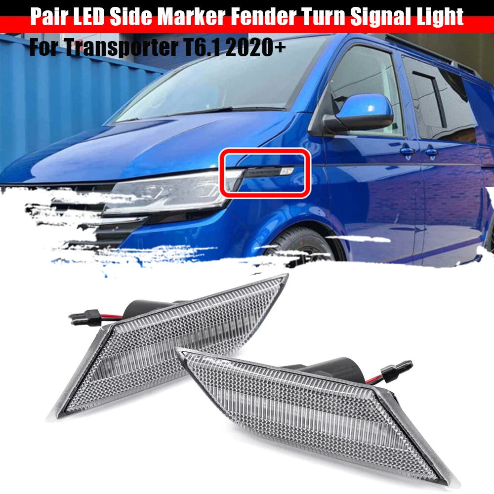 Pair LED Side Marker Turn Signal Lights for Transporter T6.1 (2020–Present)