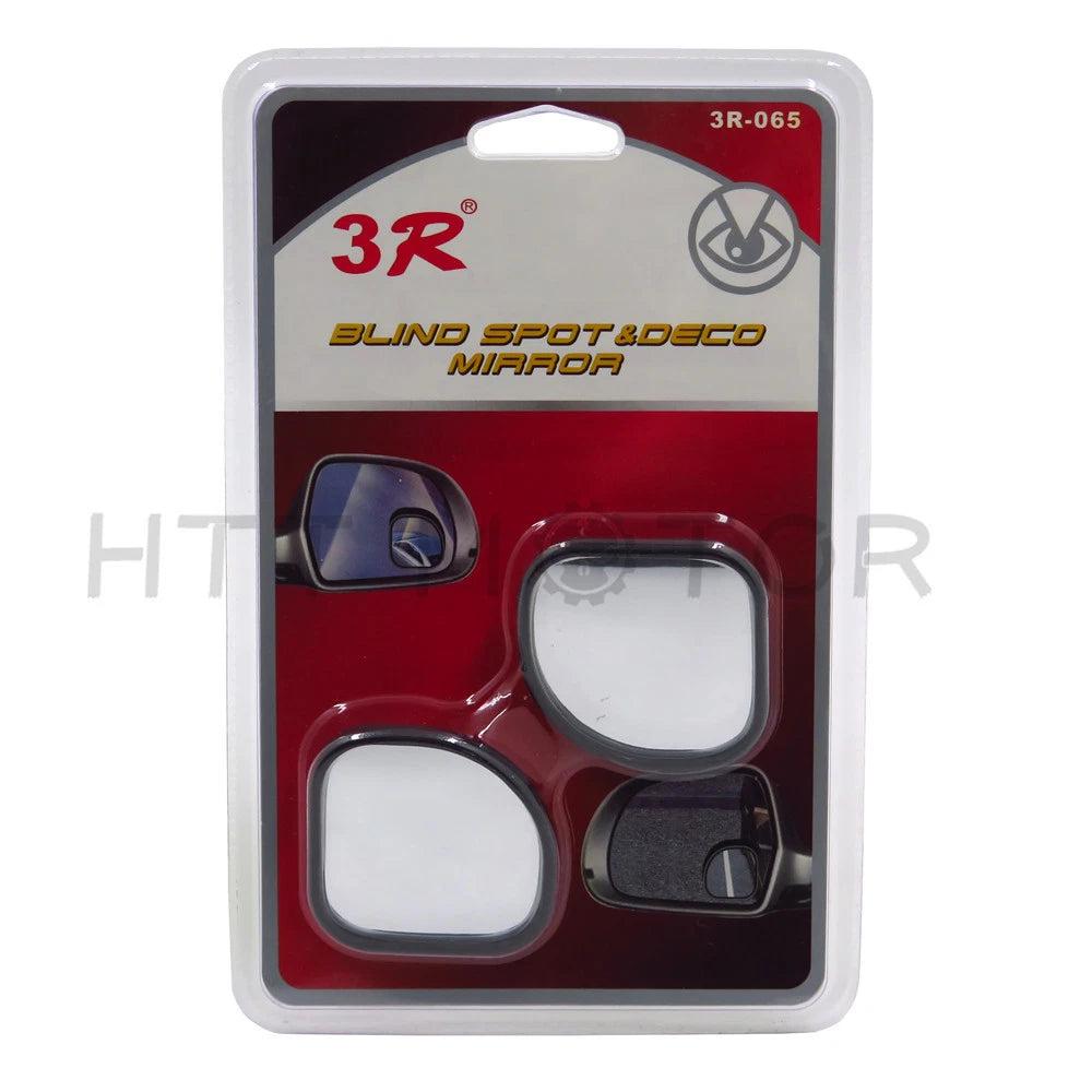 2X 360° Fan Shaped Blind Spot Round Stick-On Side View Mirror for Auto