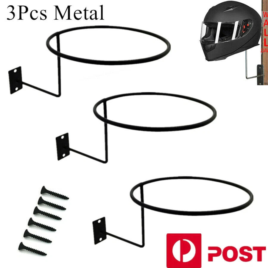 3Pcs Helmet Holder Hook for Motorcycle Bike Wall Mounted Rack