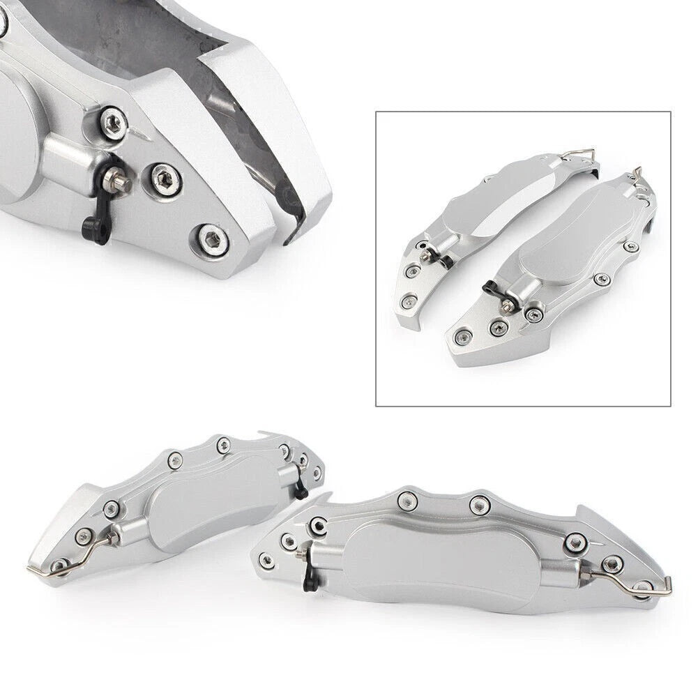 2X Front Rear Disc Brake Caliper Covers for Universal Fit 18" Wheel Silver