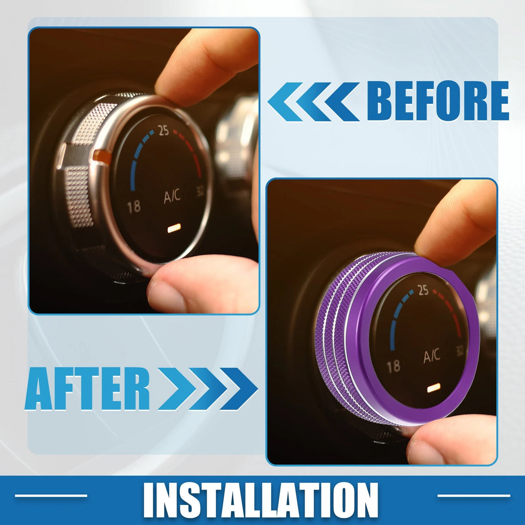 AC Radio Switch Knob Cover Decals for Dodge Durango (2014–2020) Purple Set