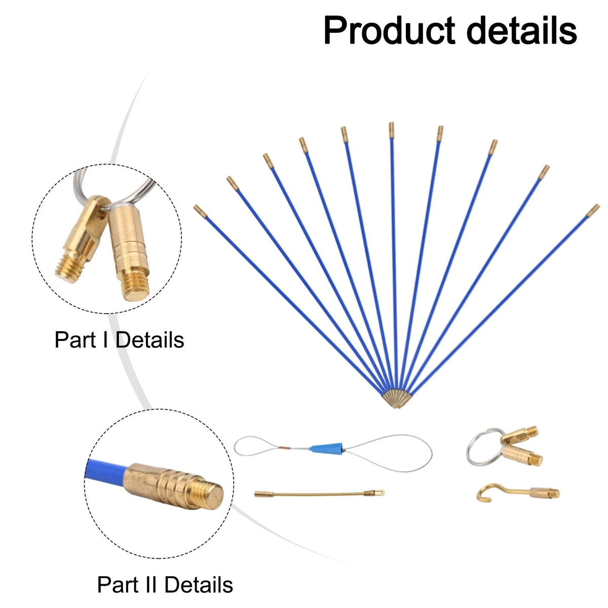 Hook End for Pulling Sliding Eye End 33cm Blue Length (2010–2023)