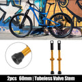 Tubeless Valve Stems 60mm 2pc with Core Tool for Bike Wheels (Gold)