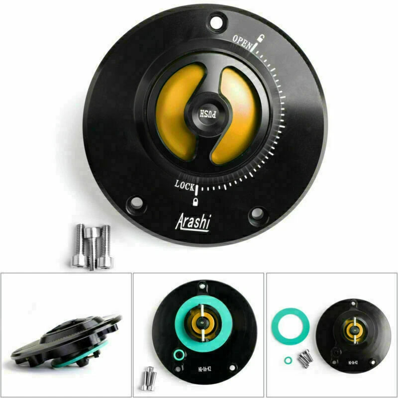 CNC Keyless Fuel Gas Tank Cap Gold for Kawasaki Z750/R Z800 Z1000/SX (2007–2016)