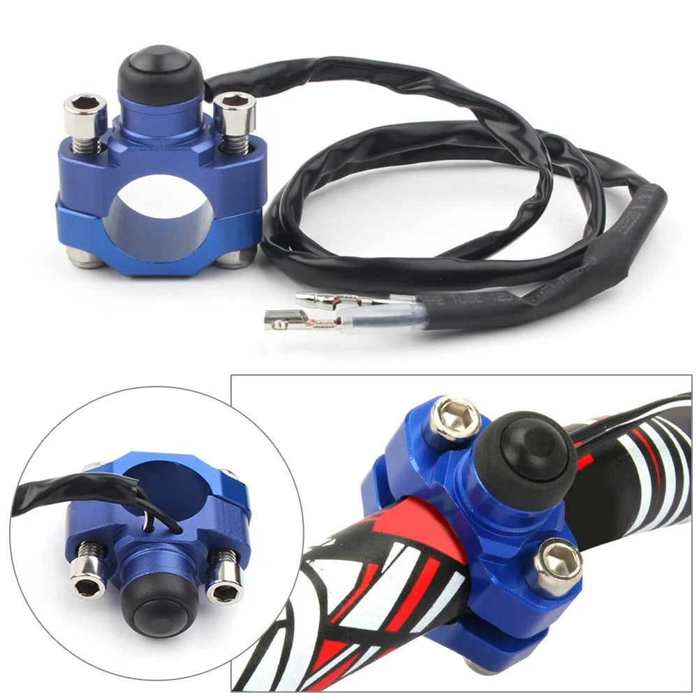 7/8" Handlebar Rotating Bar Clamp Start Stop Kill Switch Button Blue for Motorcycles