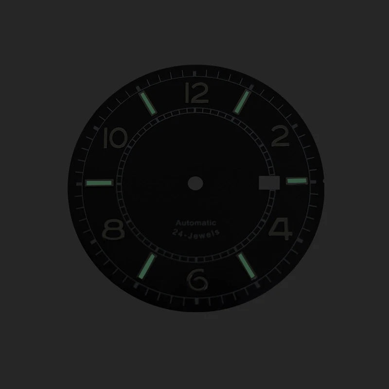 Watch Dial Plate for NH35 Movement (36.5mm, Steel, Green Luminous)