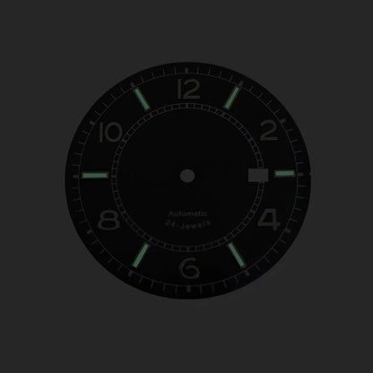 Watch Dial Plate for NH35 Movement (36.5mm, Steel, Green Luminous)