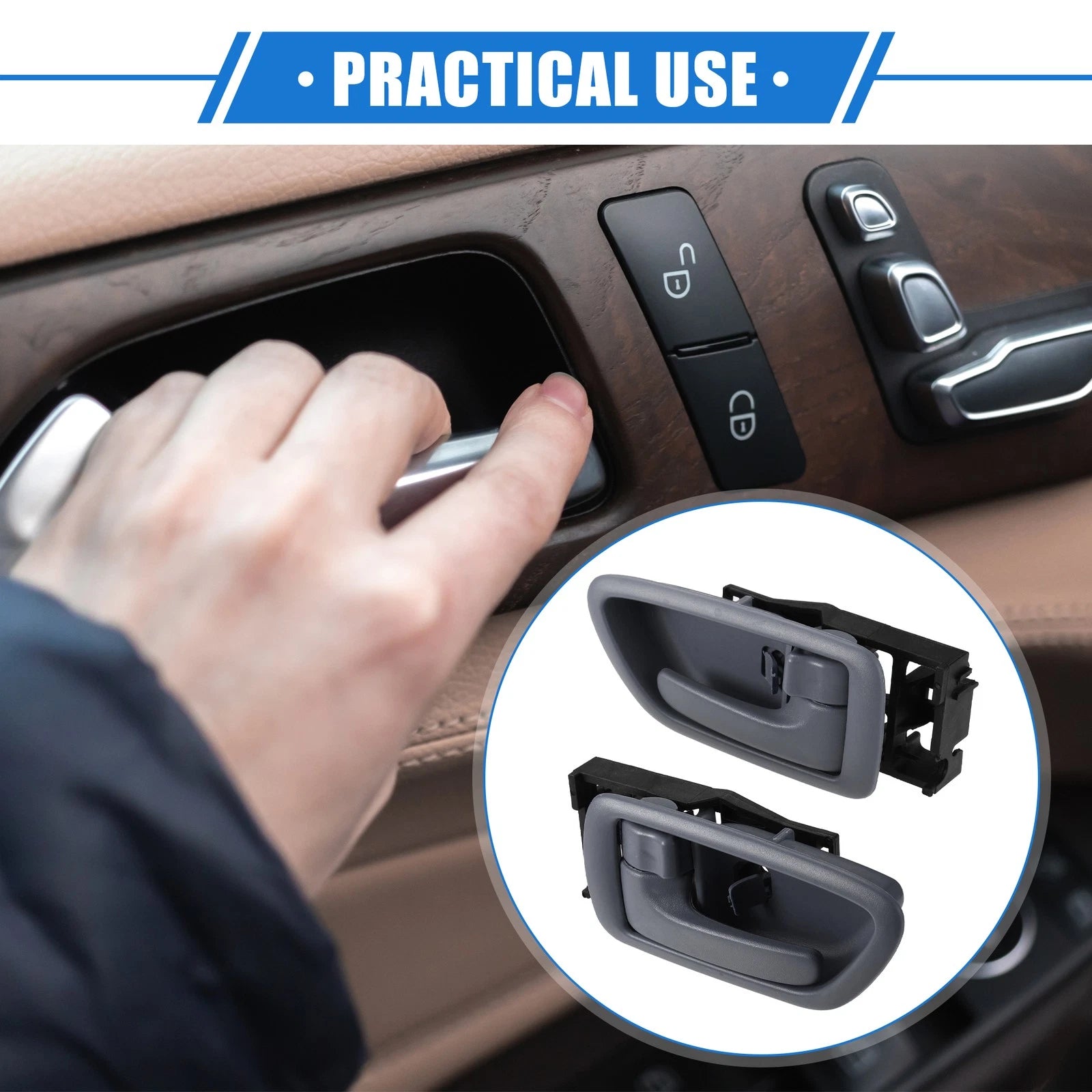 2 Pcs Interior Door Handle Replacement for Toyota Sequoia (2004–2007) Gray
