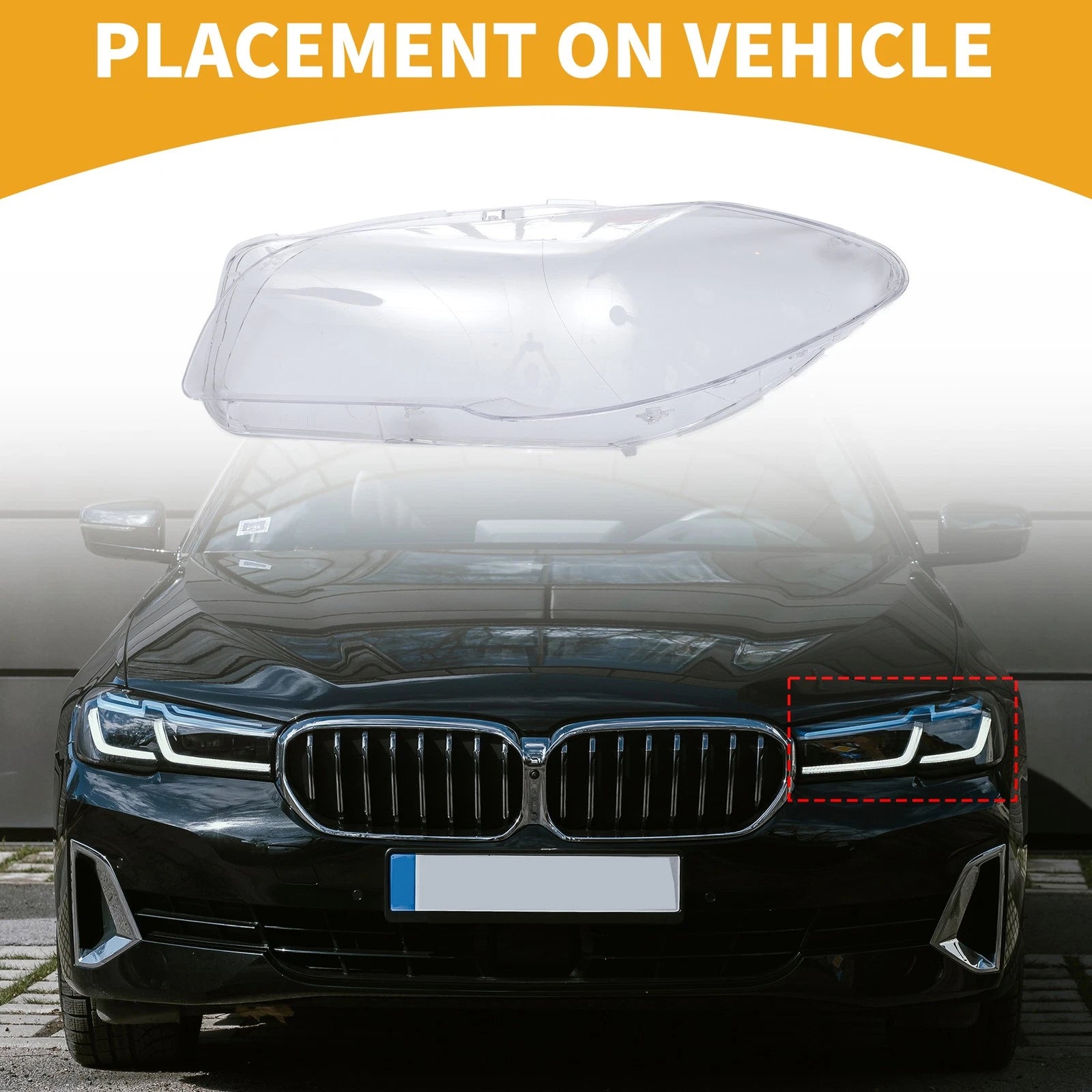 Front Left Headlight Lens Cover Replacement for BMW 528i (2011–2013)