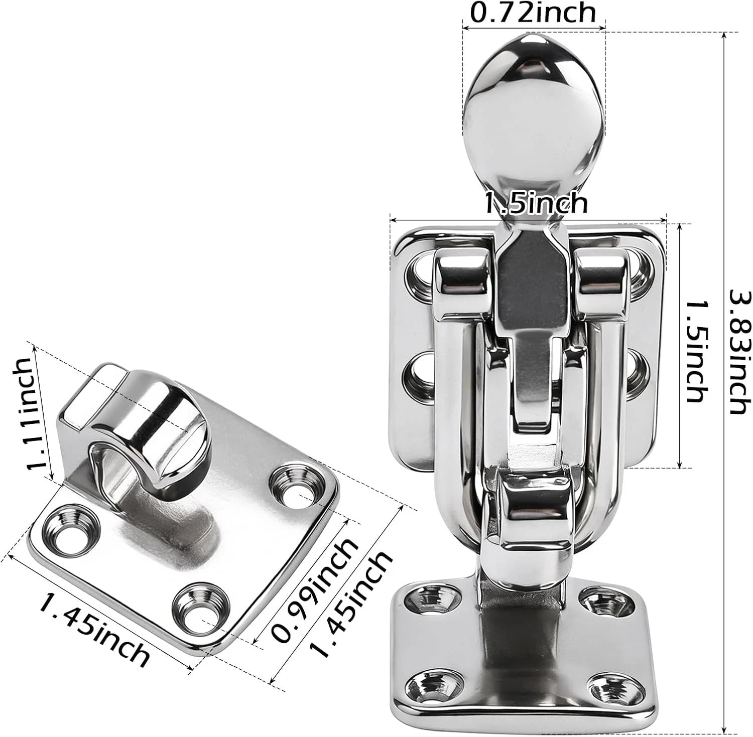 Stainless Steel Anti-Rattle Lockable Hatch Latch for