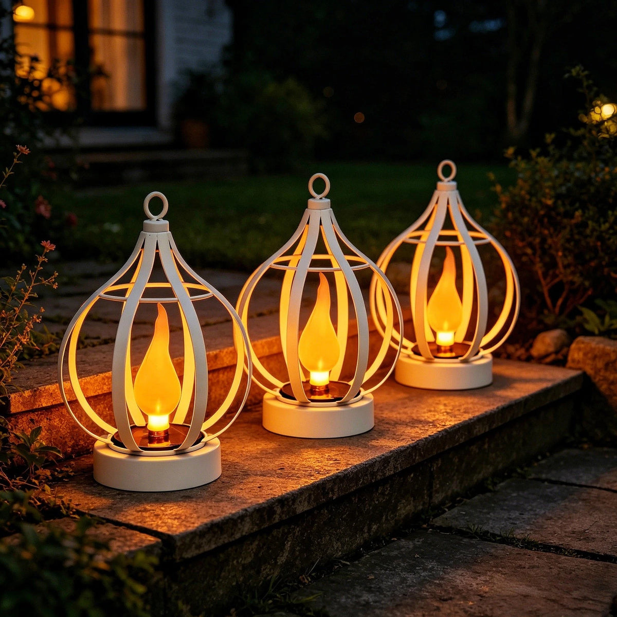 Solar Hanging Lantern with Flickering Flame 12.5x12.5x18cm