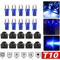 10 Blue 194 LED Bulbs for Instrument Gauge-Cluster Dash Light with Socket