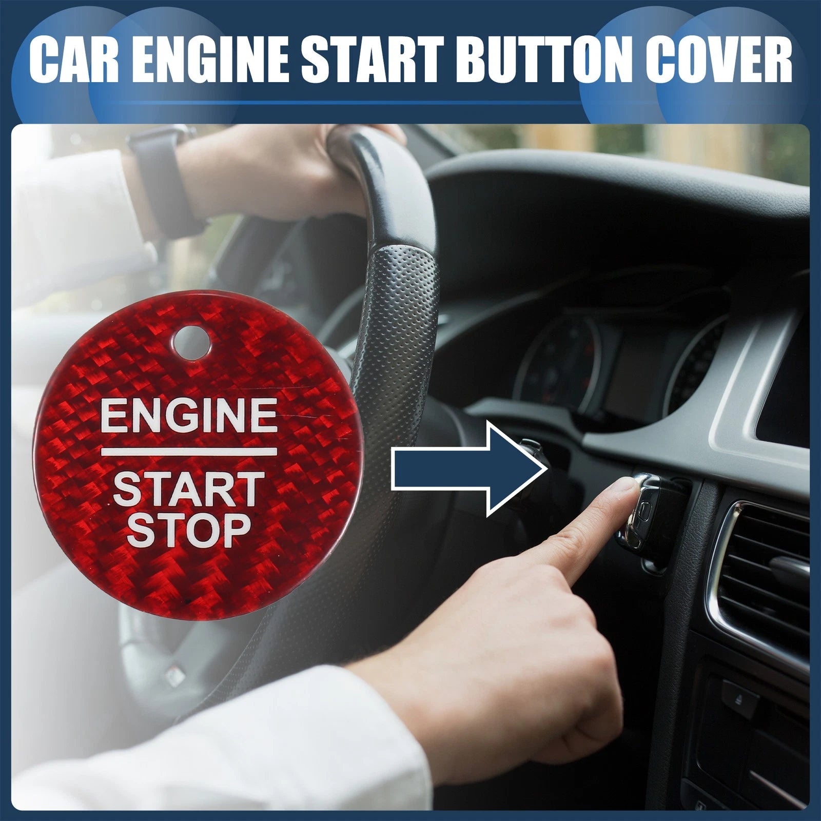 Engine Start Stop Button Cover for Ford (Red)