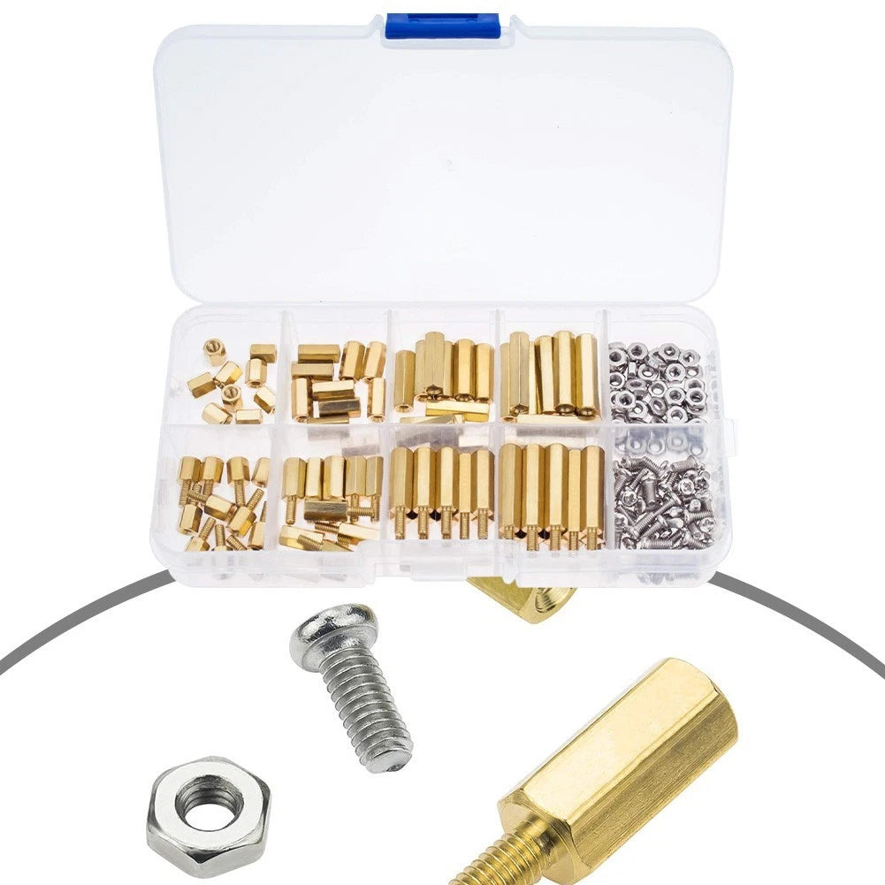 180 Pcs M2.5 Brass Hex Standoff Screw Nut Kit for Electronics Assembly