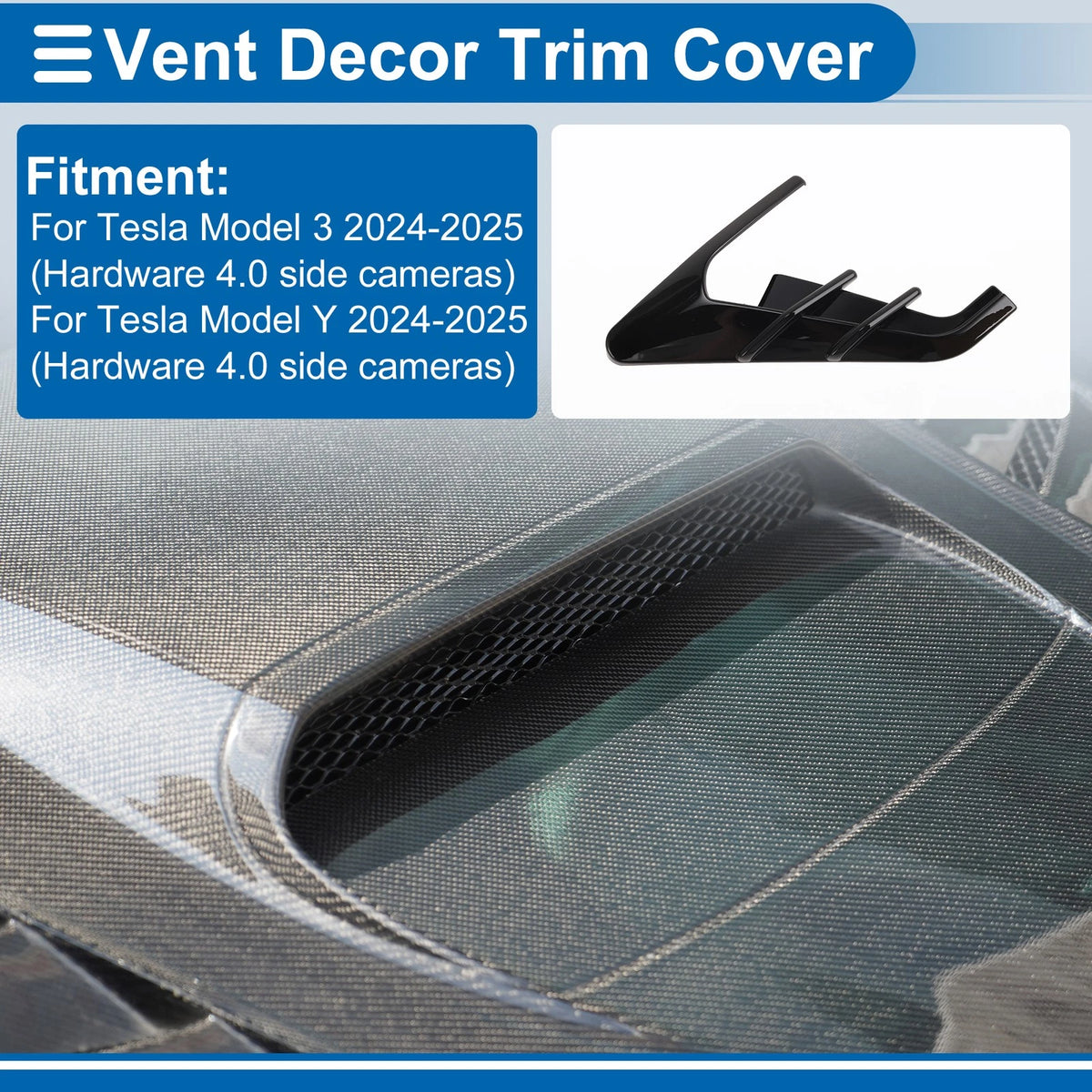 Front Fender Air Outlet Vent Cover Trim for Tesla Model 3 (2024–2025) 1 Pair