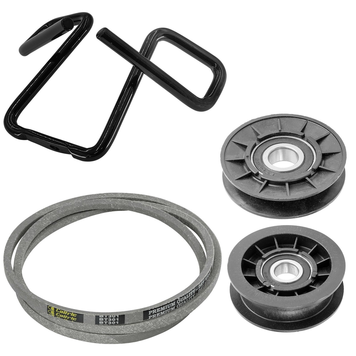 Belt with Guide and Pulley Replacement for John Deere 107S D110 D130 (S100–X127)
