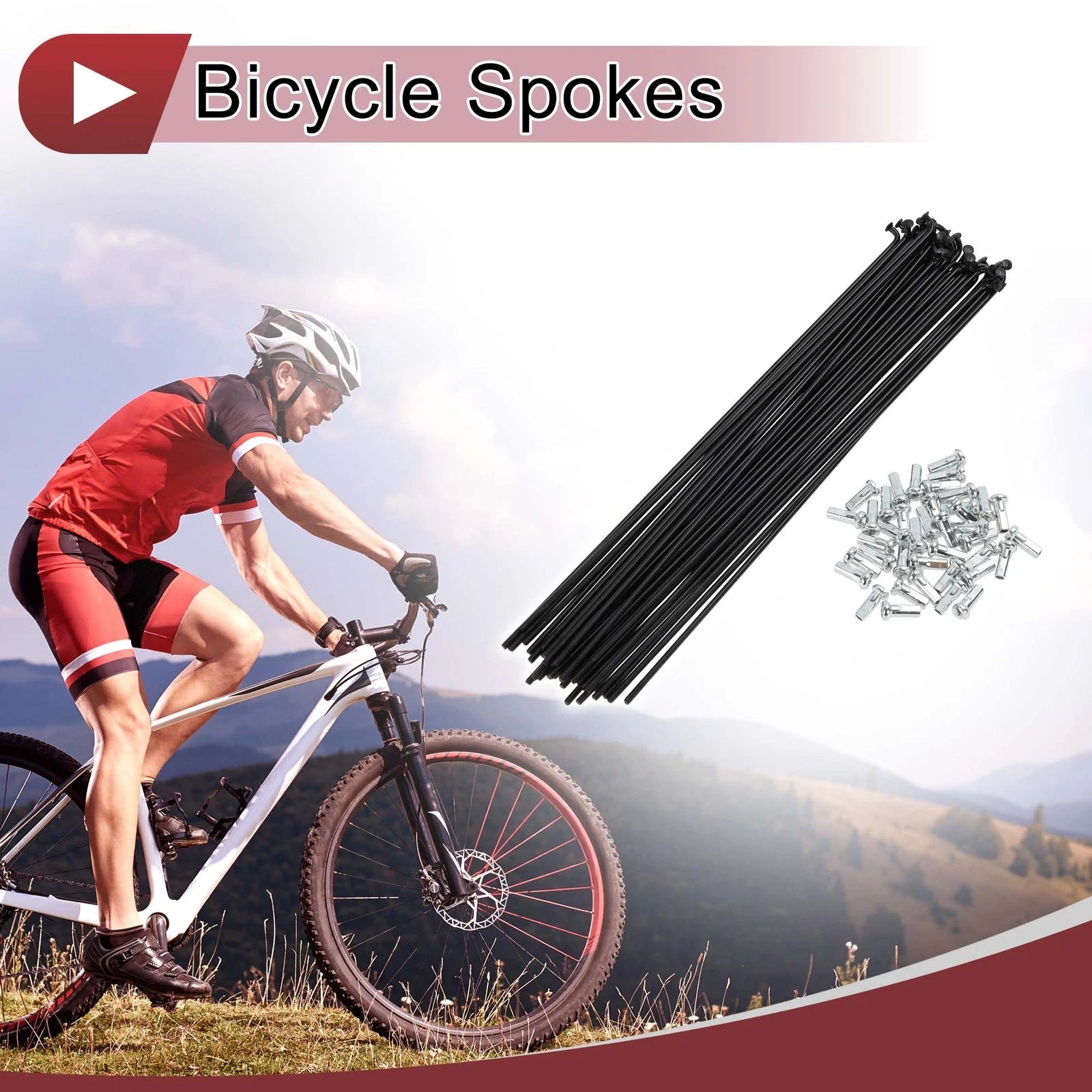 Bicycle Spokes Set 199mm Carbon Steel Black for 38 Spoke Wheels (1990–1990)