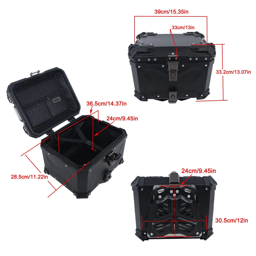 45L Waterproof Motorcycle Top Box with Safety Lock for Universal Models