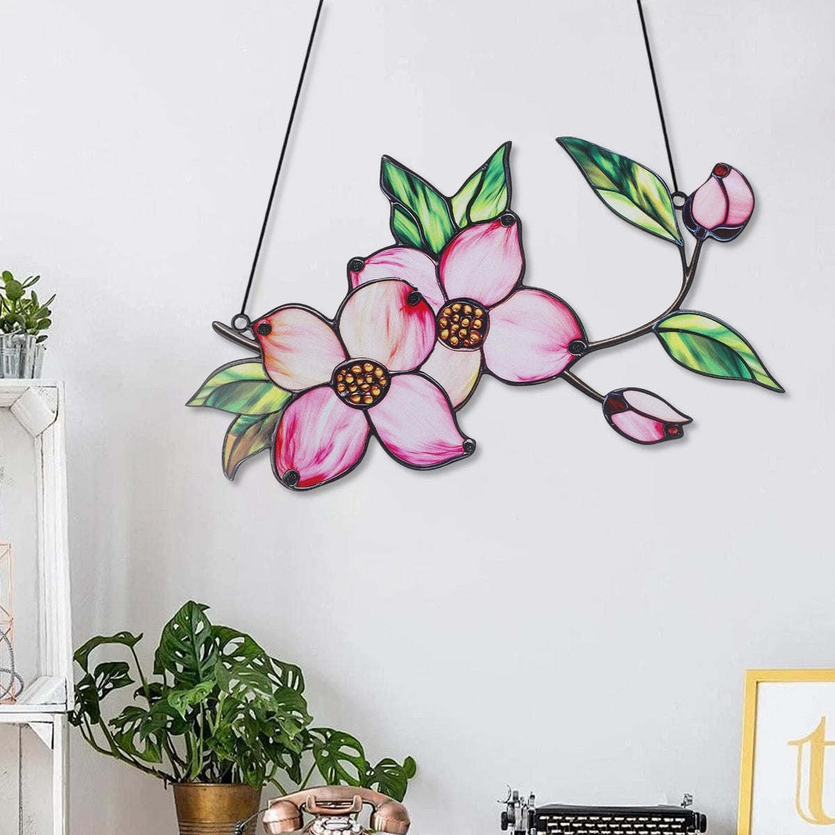 Colorful Flower Metal Wall Hanging with Suction Cup Display
