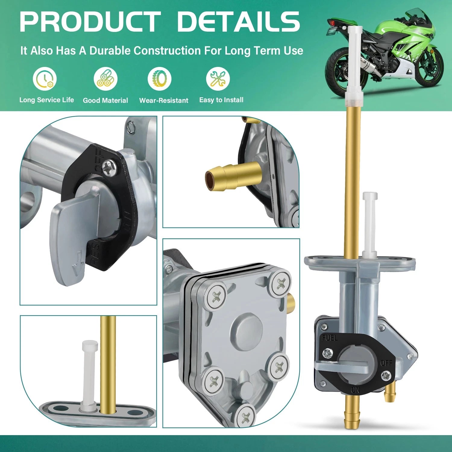Petcock Fuel Valve with Filter for Kawasaki Ninja 250R EX250F (1988–2007)