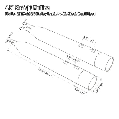 Slip-On Dual Mufflers for Harley Touring Road King Glide (2017–2025)