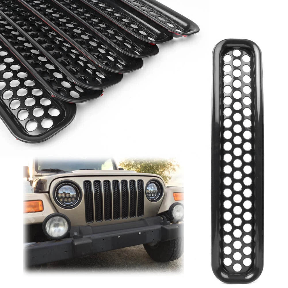 Front Grille Cover Insert Mesh for Jeep Wrangler TJ (1997–2006) Black
