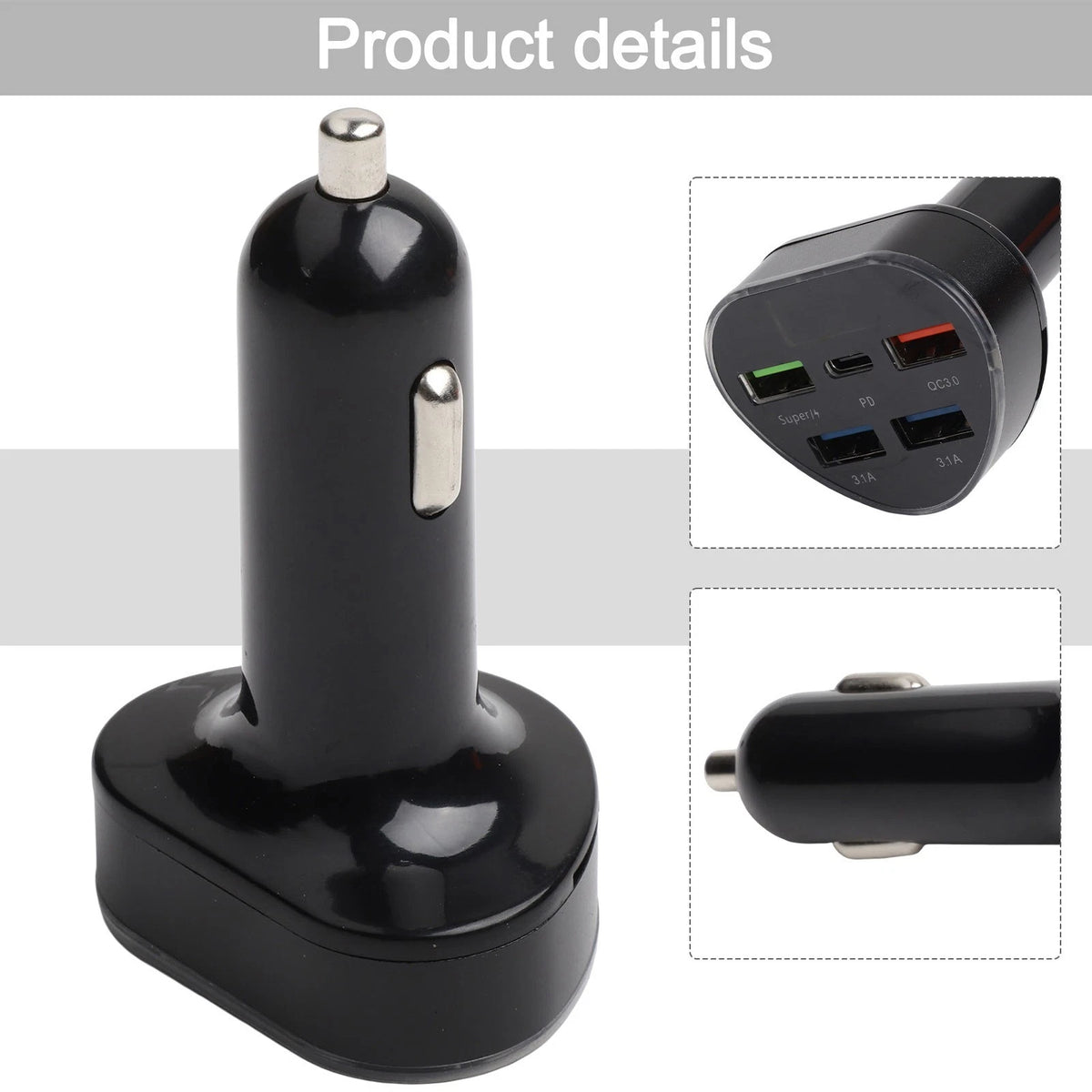 5-Port USB Car Charger with LED Indicator for Universal Use