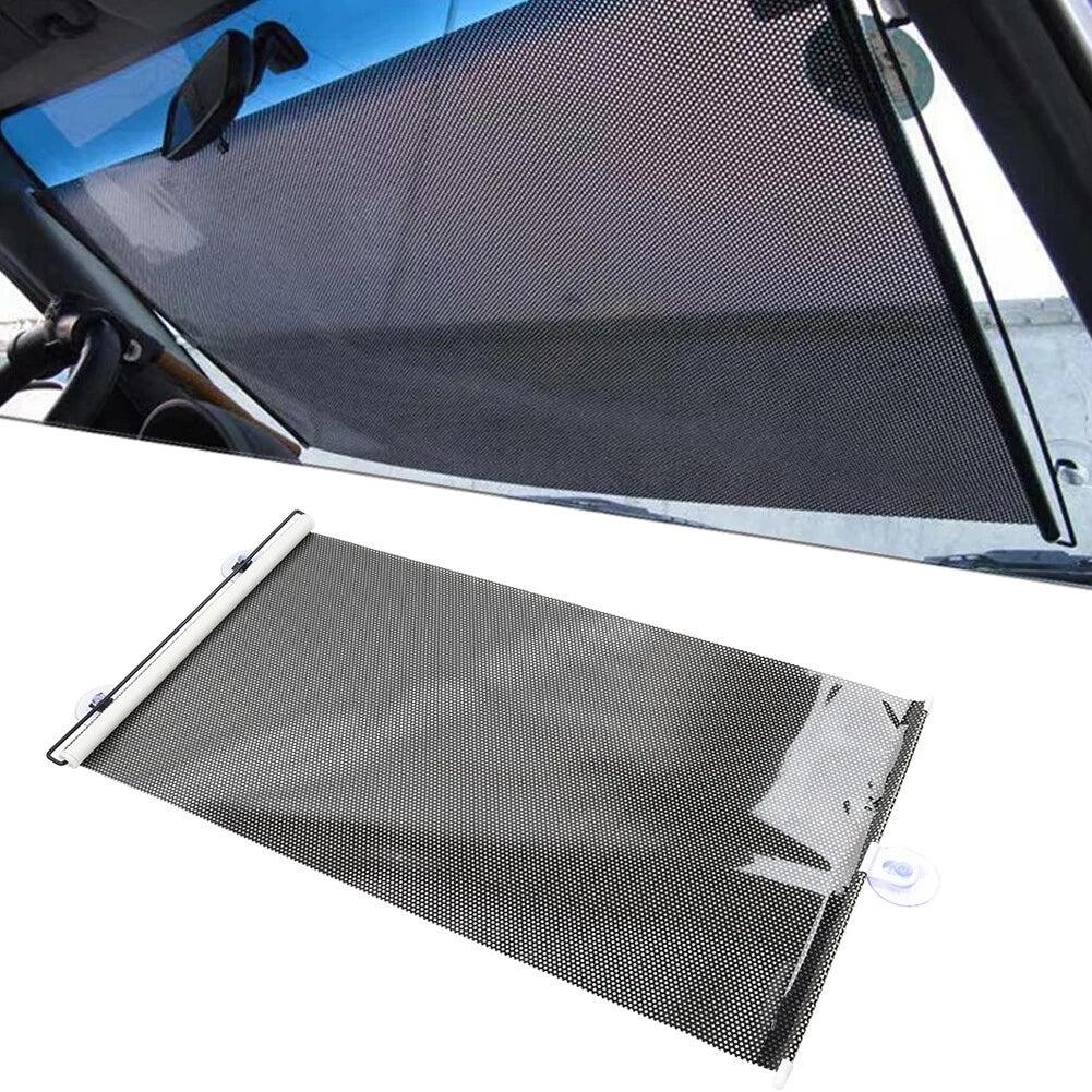 Retractable Black Windshield Sun Shade Protector for Universal Fit