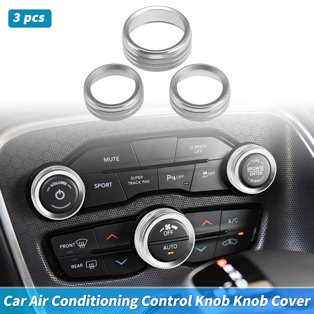 3 pcs Control Switch Knob Button Cover Trim Ring for Dodge Charger (2011–2023)