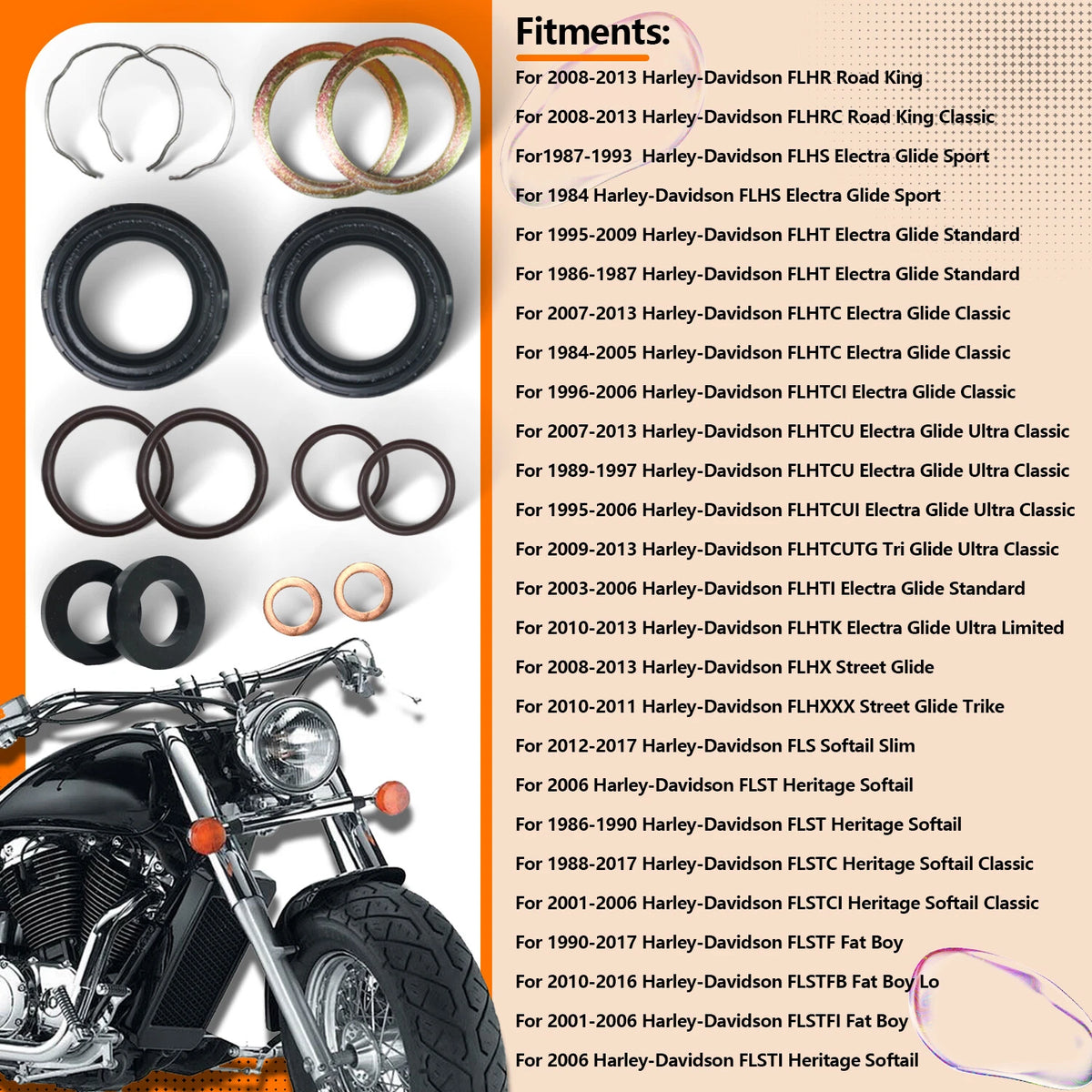 41mm Fork Oil Seal Kit for Harley Road King Electra Glide Softail (1994–2023)