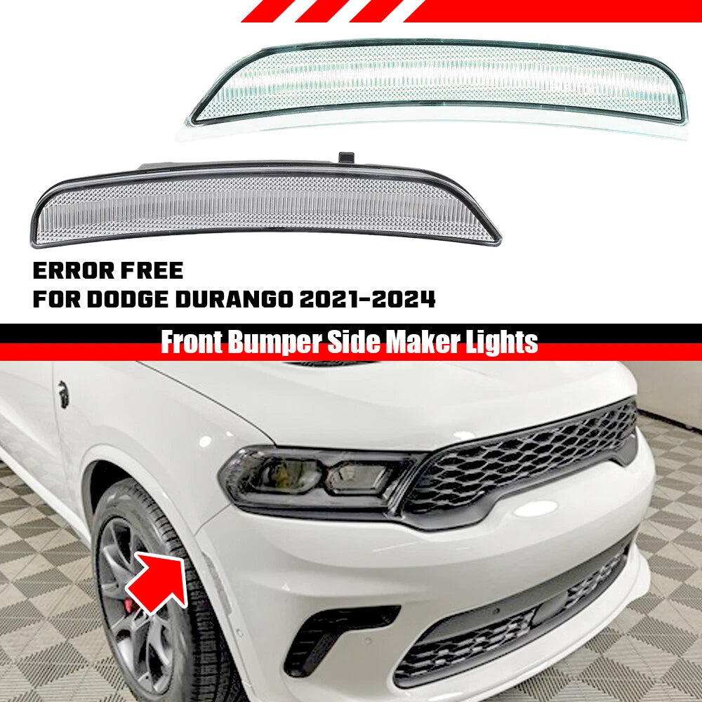 Clear Lens White LED Front Bumper Side Marker Lights for Dodge Durango (2021–2025)