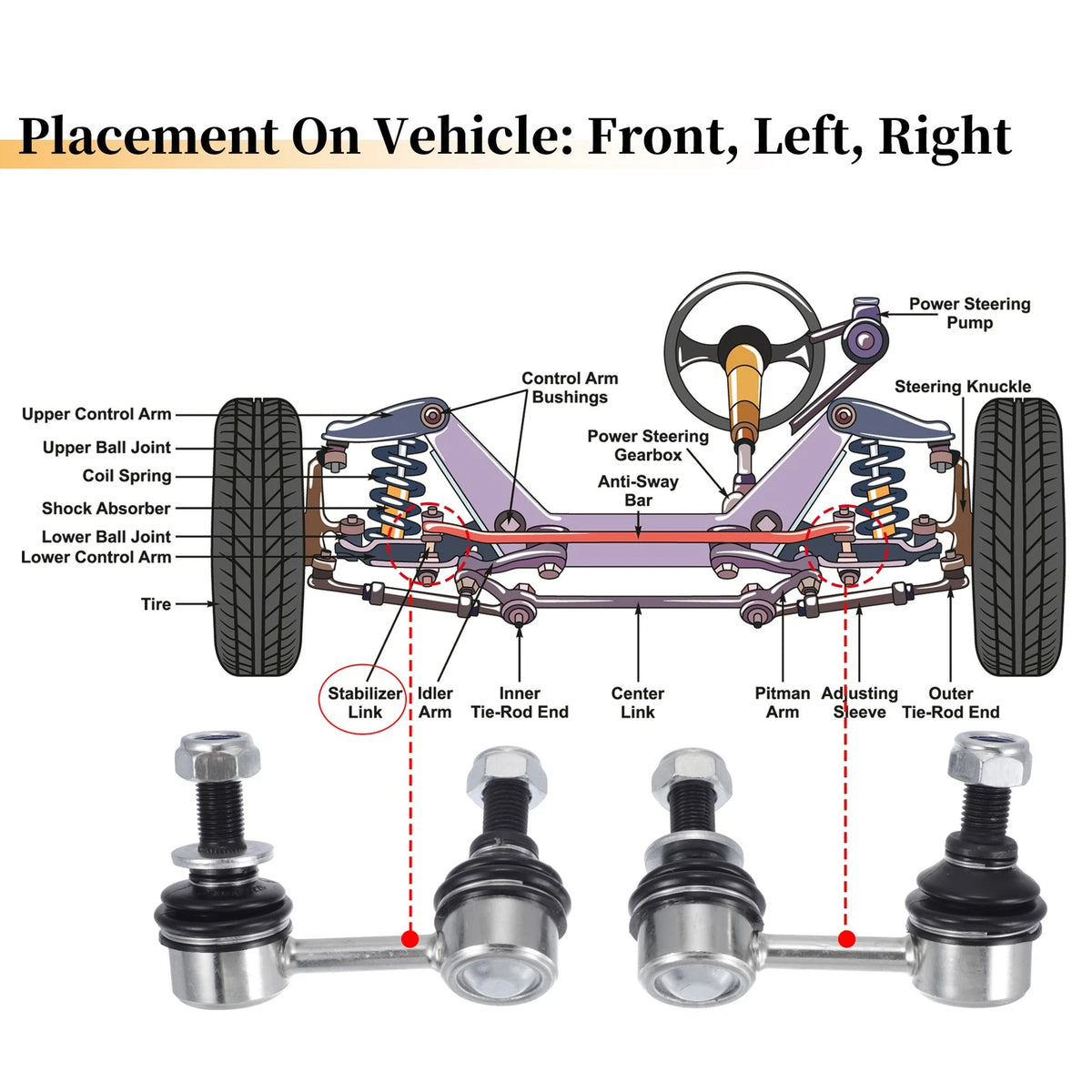 2X Front Stabilizer Sway Bar Link for Toyota Tacoma (2001–2004)