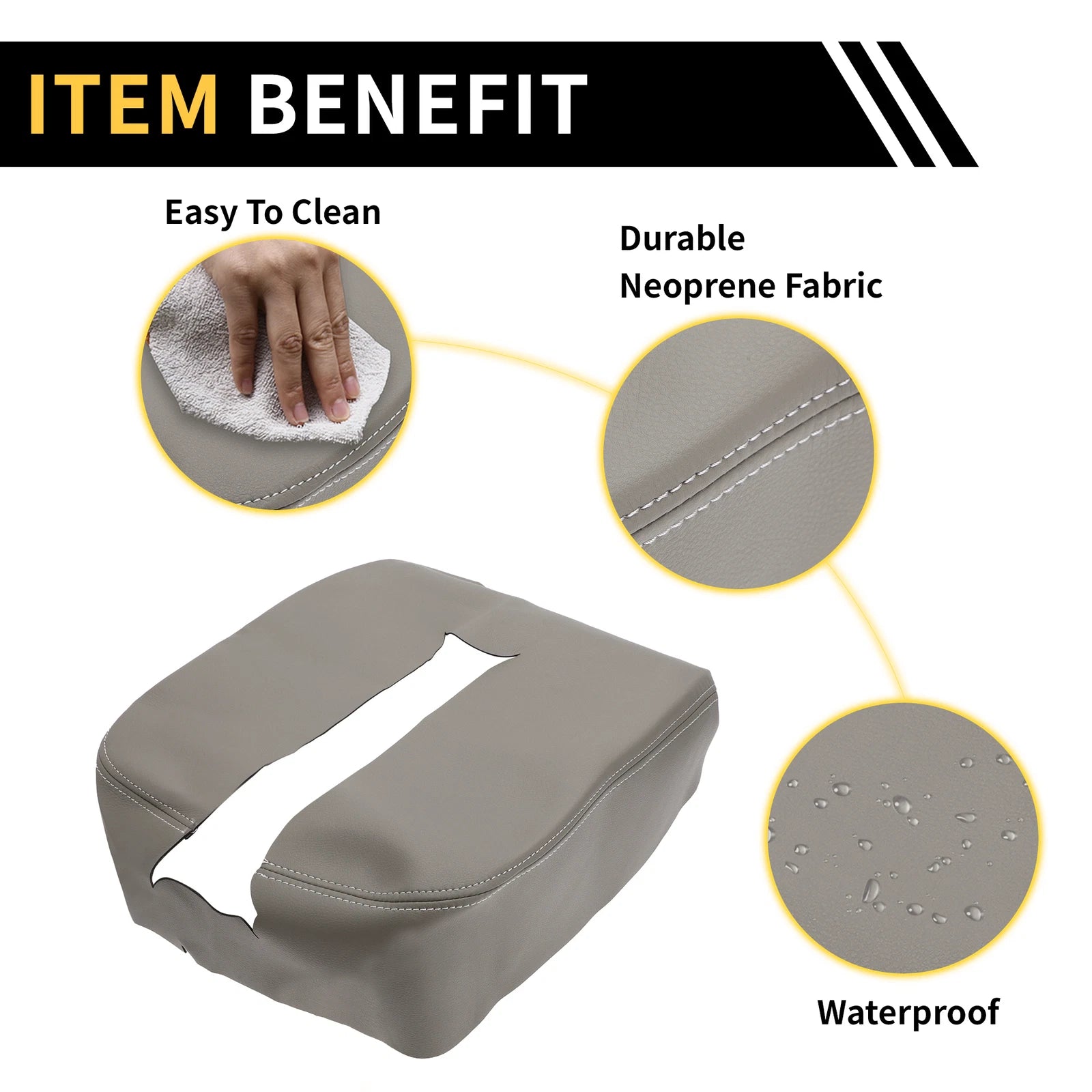 Armrest Protector for Chevrolet Silverado (Microfiber Leather, Grey)