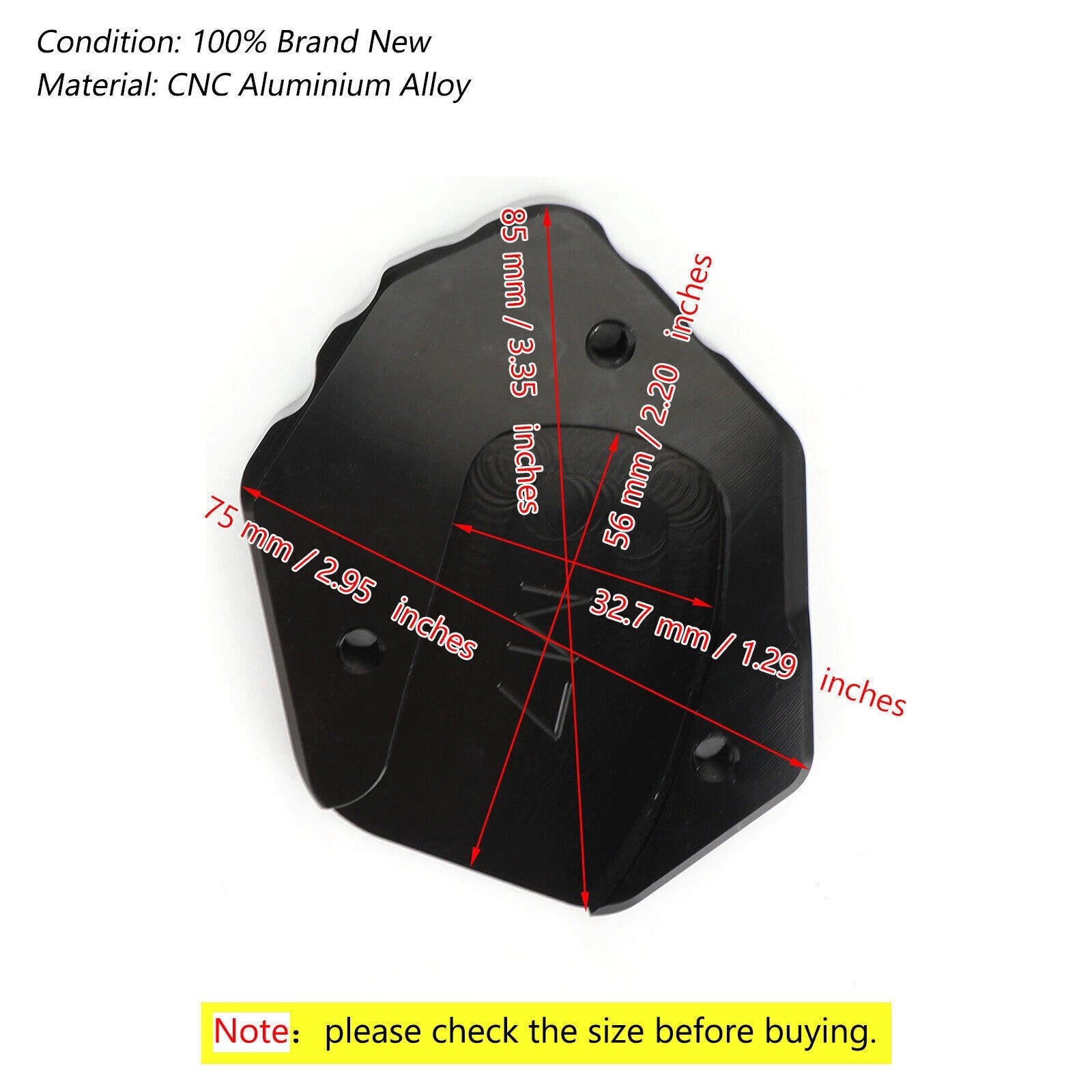 Side Stand Extension for Yamaha MT-07 FZ-07 (2014–2023) Black T9