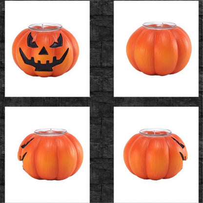 Resin Halloween Pumpkin Candlestick Holder Prop Statue Gifts