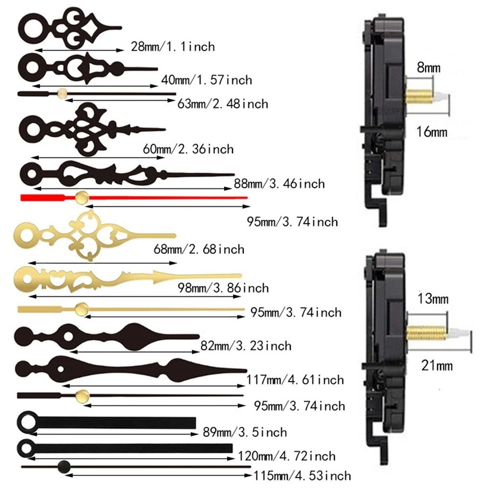 Diverse Clock Hand Colors for DIY Clocks