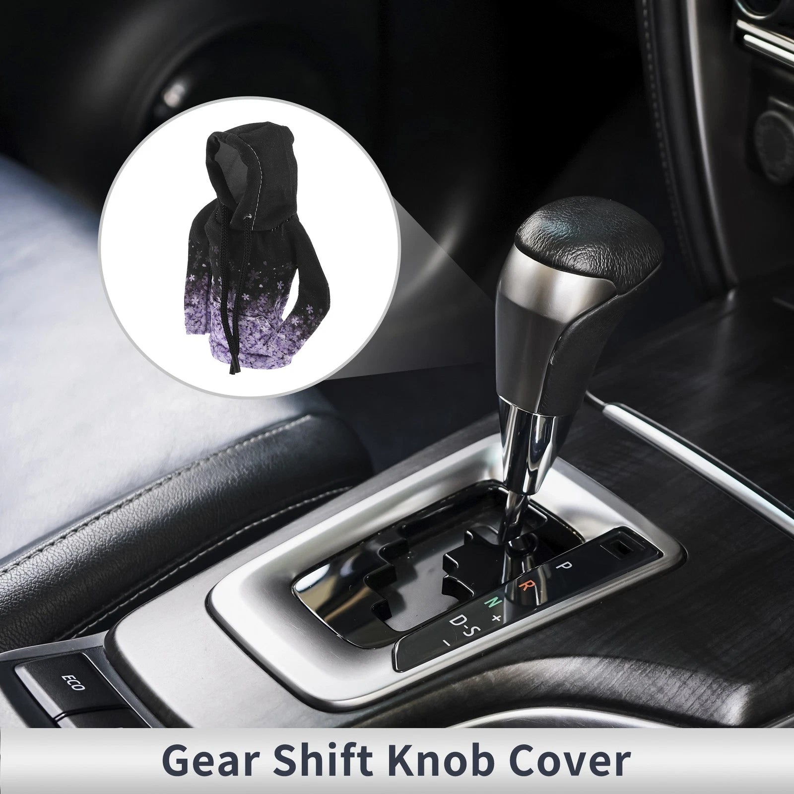 Gear Shift Knob Cover for Car (Black, Light Purple)