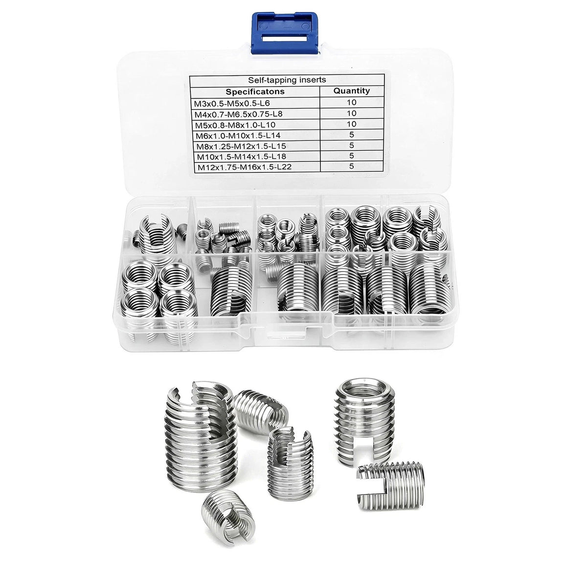 50x Metric Thread Inserts M3-M16 Stainless Steel for Workshop Use