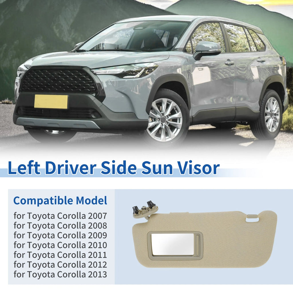 Left Side Sun Visor for Toyota Corolla (2007–2013) No. 74320-02711 -E0 Beige