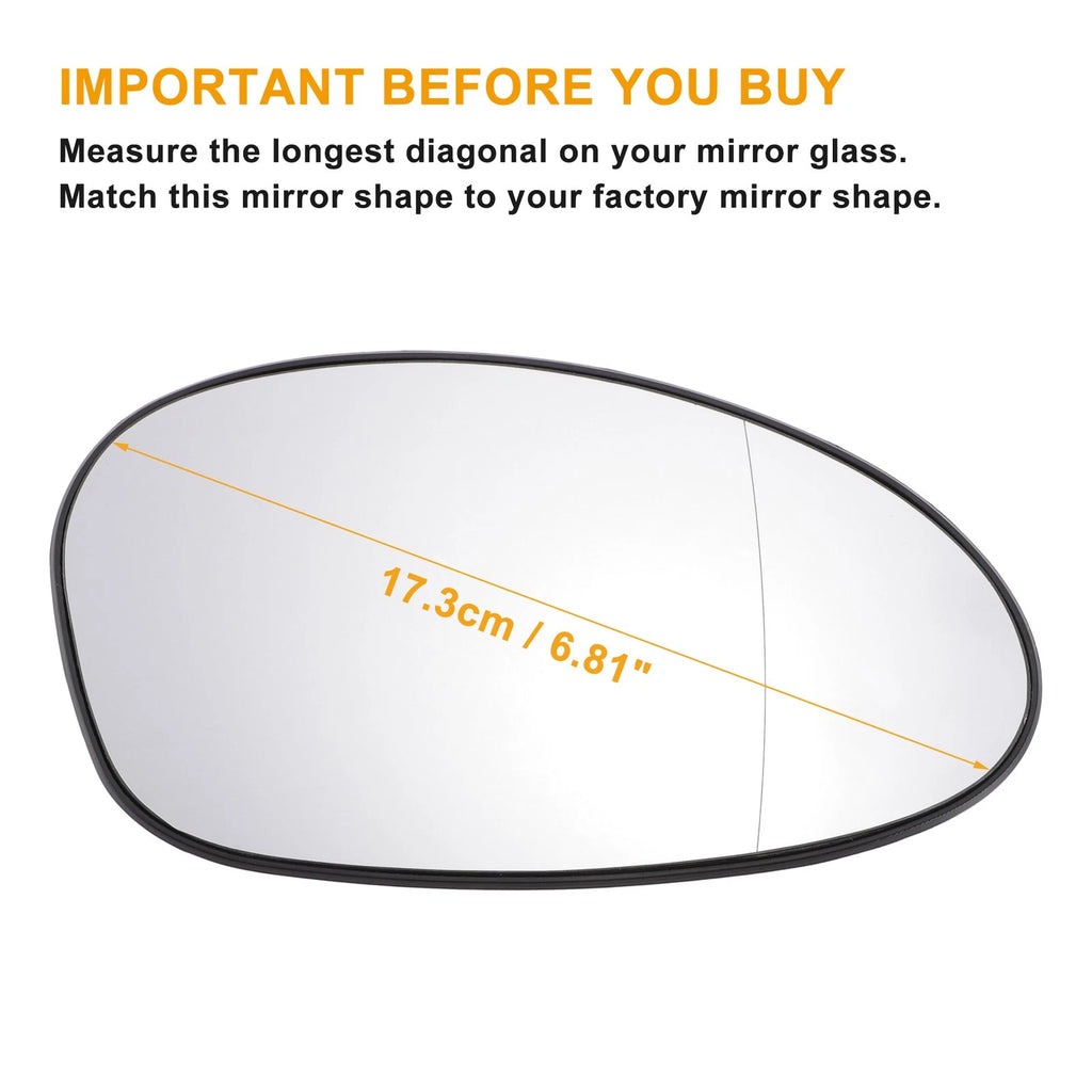 Right Side Mirror Glass Heated for BMW 1 2 3 Series (2004–2009)