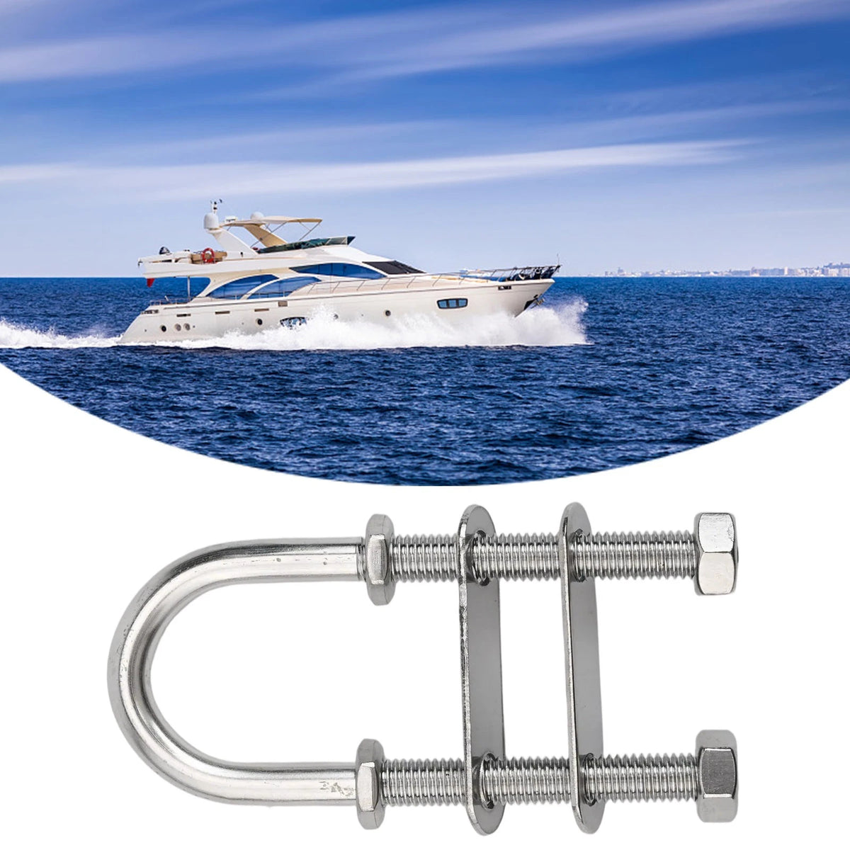 Adjustable Boat Stern Bow Eye Tie Down U Bolt - Silver Finish