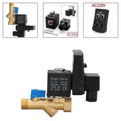 Medium Pressure Drain Timer Solenoid Valve for Air Compressor (1/2 Inch)