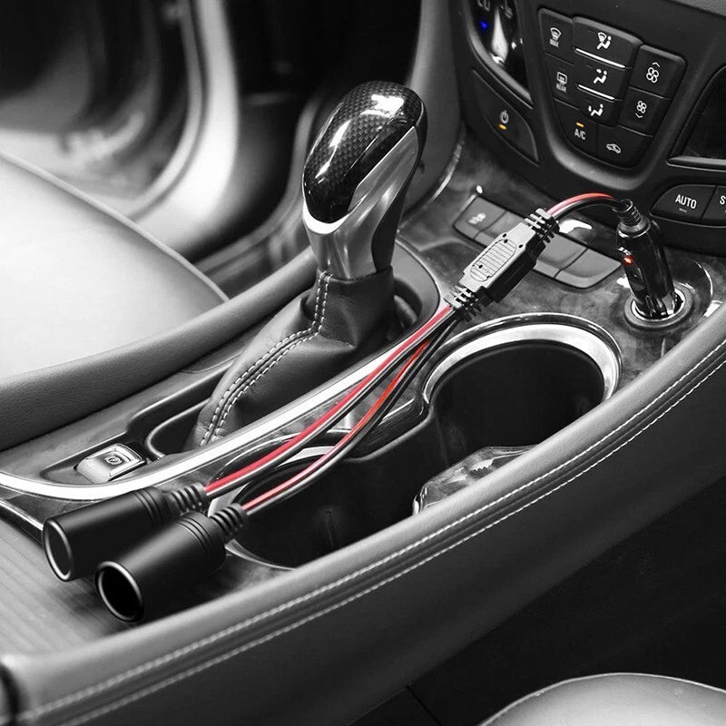 120W Dual Car Cigarette Lighter Socket Splitter with LED for Universal Use